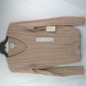 Women's Beige Cable Knit Sweater Size: M